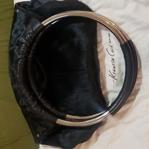 Kenneth Cole Black Leather calfskin Hobo Bag